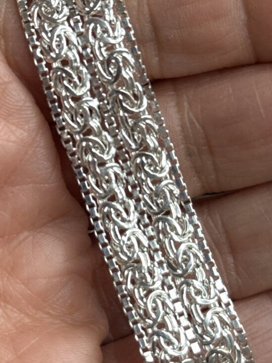 Sterling Silver 14.4g Bracelet Double Byzantine .625" Wide Flexible Turkey 7" - Picture 4 of 8